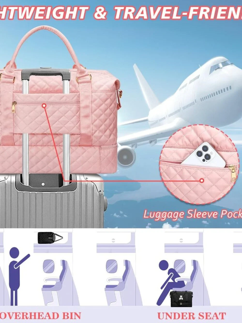 Birthday Gifts Girls Personalized Overnight Duffle Bags Pink,K | Gifts for Girls_8
